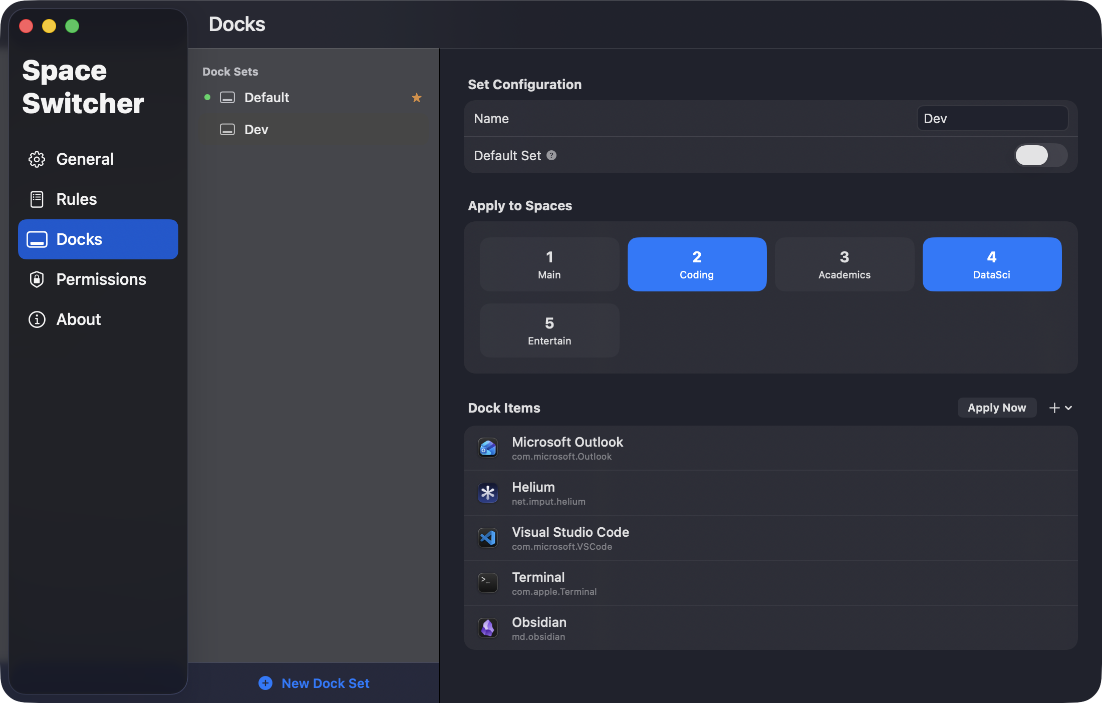 SpaceSwitcher Docks
